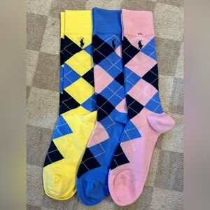 Polo by Ralph Lauren Men's Argyle Socks - Yellow, Blue, Pink